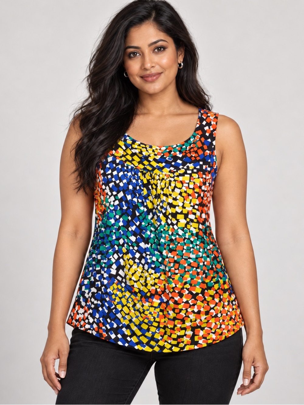 Calvin Klein Rainbow Abstract Mosaic Tank Top Women’s M Dopamine Dressing